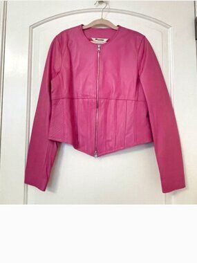 Nygard Collection Petites Pink Leather Jacket Lined Zip Front 6P